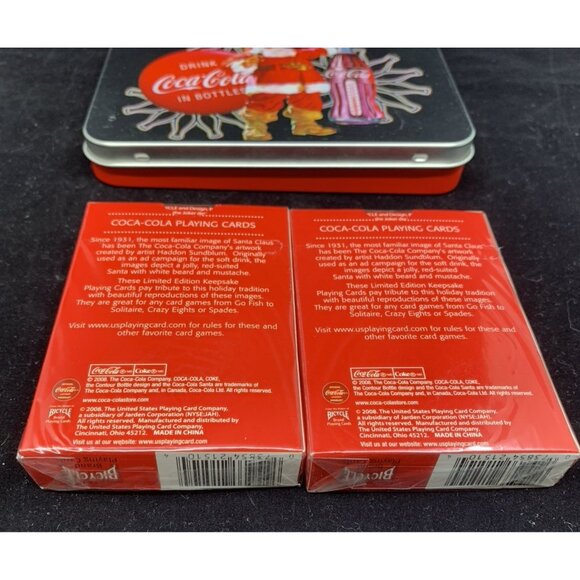 2 Coca-Cola Christmas Nostalgia Playing Cards 2008 1994 LE Keepsake Tins NOS Vtg - Picture 5 of 13